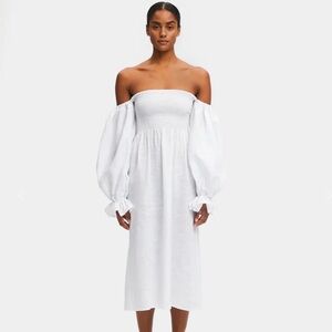 Atlanta Linen Dress in White size XS NWT